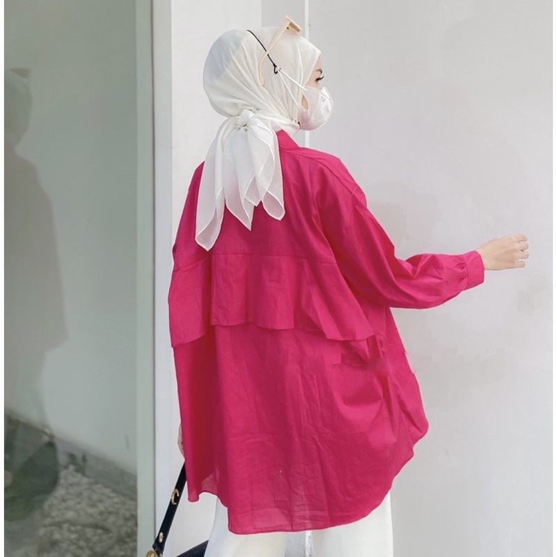 RUFFLE BACK OVERSIZE / KEMEJA POLOS OVERSIZE REMPEL BELAKANG