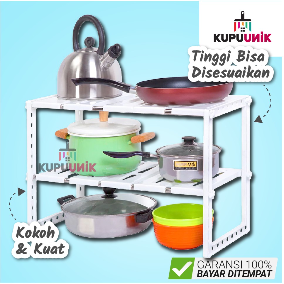 Rak Susun Panci Dapur Sepatu Tanaman Rak Serbaguna Portable 2 Susun Bongkar Pasang Bahan Besi 057