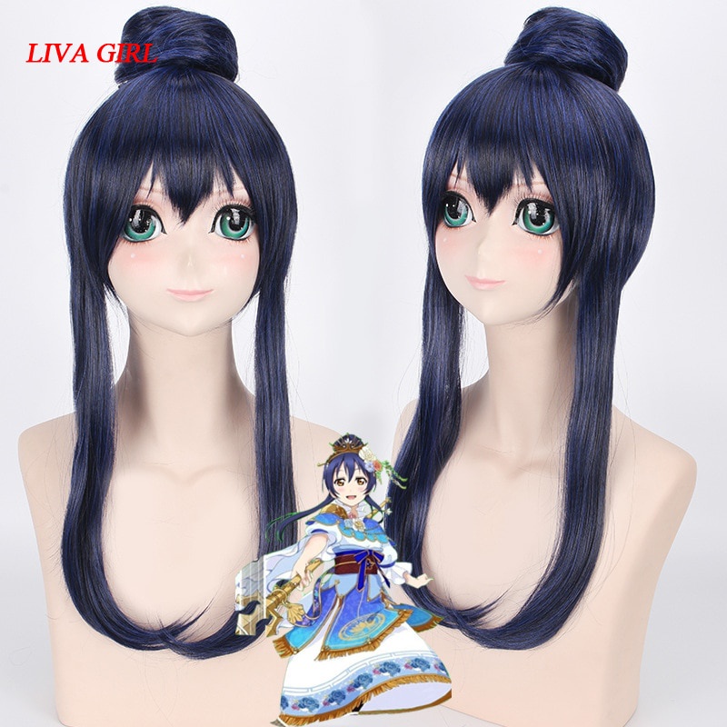 PREORDER High Quality Anime LoveLive Love Live Sonoda Umi  Long Straight Mixed Blue Cosplay  Wig