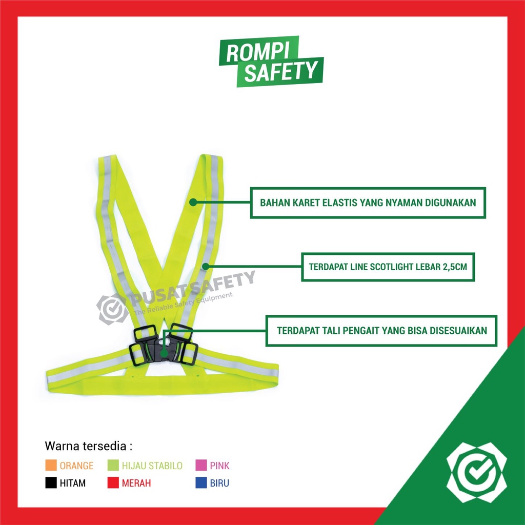 Rompi Kerja Safety Karet Elastis V