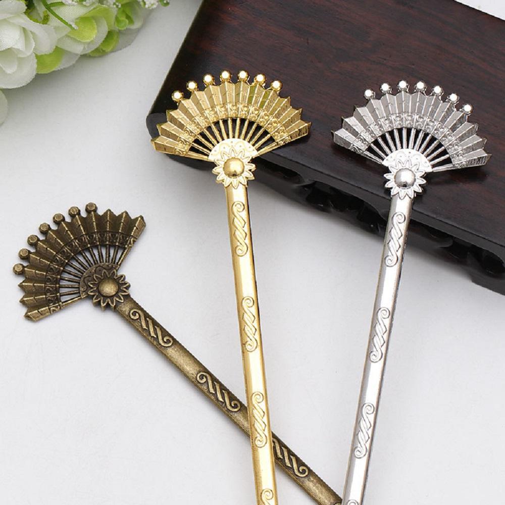 Rebuy Hair Stick Fashion Hiasan Kepala Berbentuk Kipas Logam Emas Emas