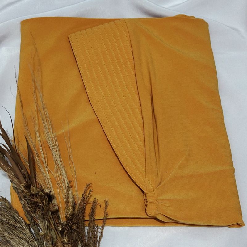 Jilbab Instan Jersey korea hijab jersey karet dagu By Miftah Collection Part 1-Kuning