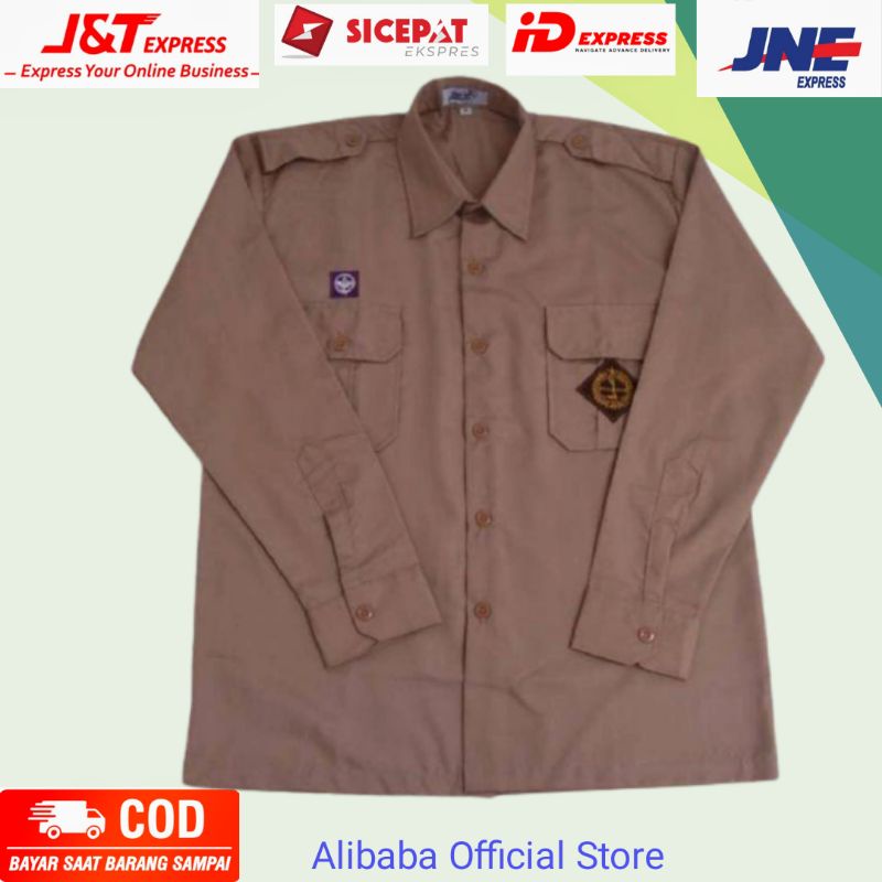 seragam sekolah kemeja Pramuka penggalang coklat  SMP SMA seragam sekolah baju panjang Pramuka saku 