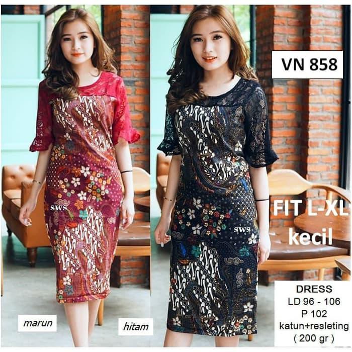 Terlaris Baju Kerja Batik Wanita Big Size Dress Kerja Batik Wanita Jumbo Nia