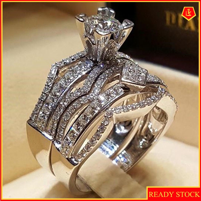 [Ready Stock]Luxury Creative Diamond Ring Set