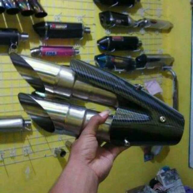 Knalpot cabang 2 bahan stenlis