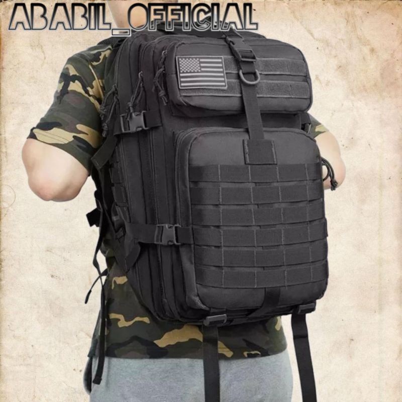 RANSEL ARMY SEMI MILITER 50L free 1 logo random