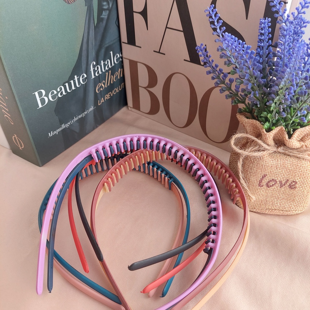 HOPYLOVY - Bando Polos Korea Headband Aksesoris Rambut Wanita Pria / Bando Simple Warna/ Bando Polos Tipis