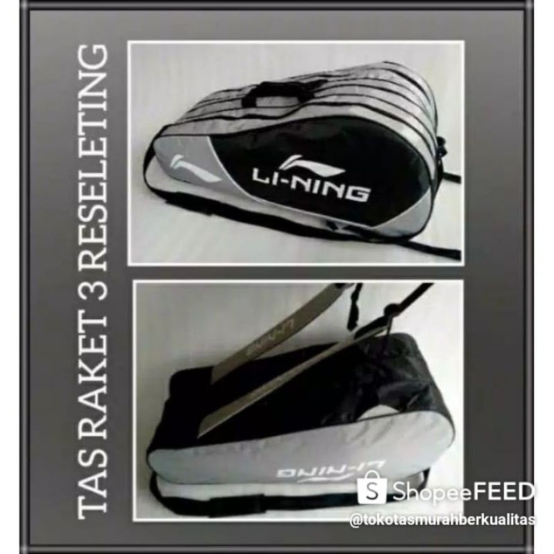 tas badminton Li Ning tas ransel raket 3 ruang 2 kombinasi warna