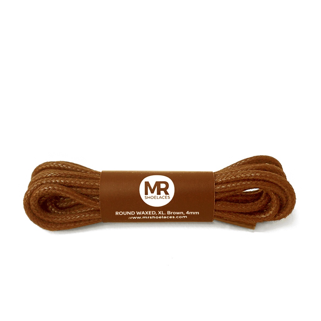 MR Shoelaces RB410 Brown (Coklat) Tali Sepatu Lilin Katun Bulat Round 4mm 70cm 80cm 90cm 100cm 120cm 150cm 180cm 200cm untuk Boots - Premium Shoelace