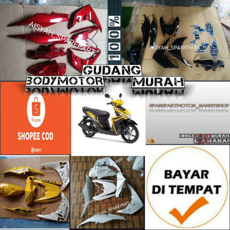 cover body halus full set yamaha mio m3 z 125 warna merah hitam kuning putih plus striping