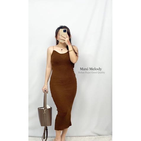 MDLV ~ Maxi Melody Rajut Dress maxi Dress Rantai Dress Bodycon Rajut Fashion Wanita