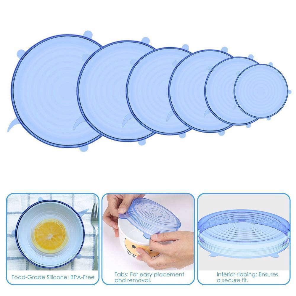 6Pcs / Set Penutup Stopper dengan Bahan Silikon Elastis untuk Dapur