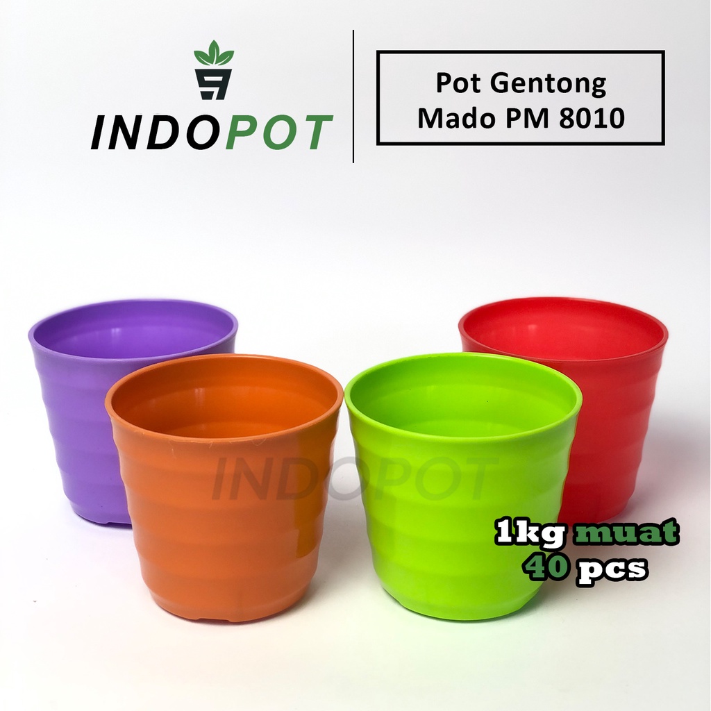 Pot Gentong Mado 10 Warna-Warni - Pot Putih Bahan Plastik - Pot Tanaman Hias Bunga Murah - Pot Gento