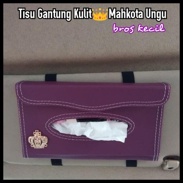 Mavo Tempat Tissue / Box Tisu Kulit Gantung Bros Mahkota Kecil Ungu D4Ee