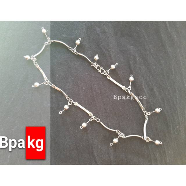 Gelang kaki liuk bola # Gelang monel besi putih asli anti karat silver murah wanita cantik feminin