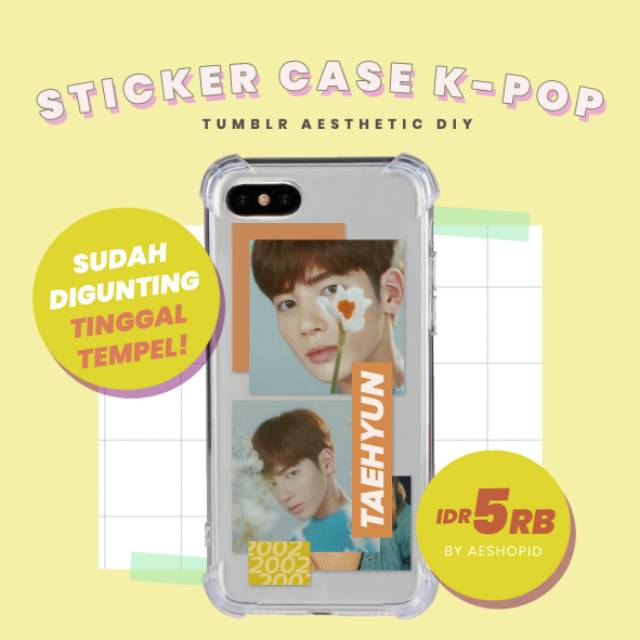 DIY sticker case set TXT stiker tumblr aesthetic hp kpop hueningkai soobin yeonjun beomgyu taehyun