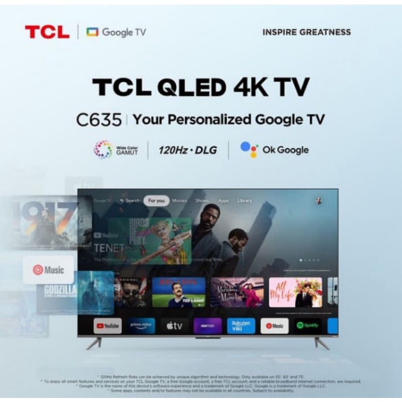 TV TCL QLED 50C635 50 C635 GOOGLE TV GAME MASTER VVR ONKYO SPEAKER