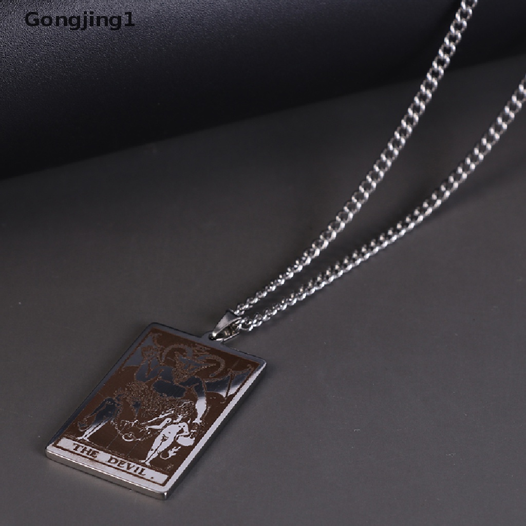 Gongjing1 Kalung Rantai Dengan Liontin Kartu Tarot Major Arcana Pagan