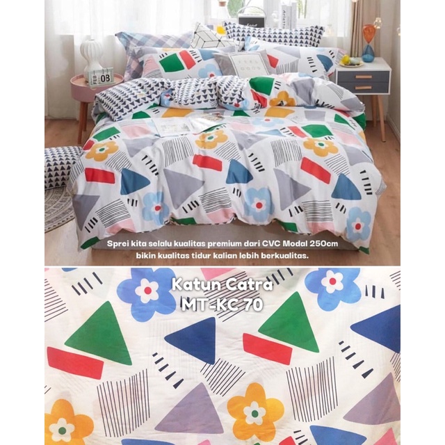 moon kain sprei meteran katun lokal catra magenta bunga daun garis kotak segitiga christy putih geom