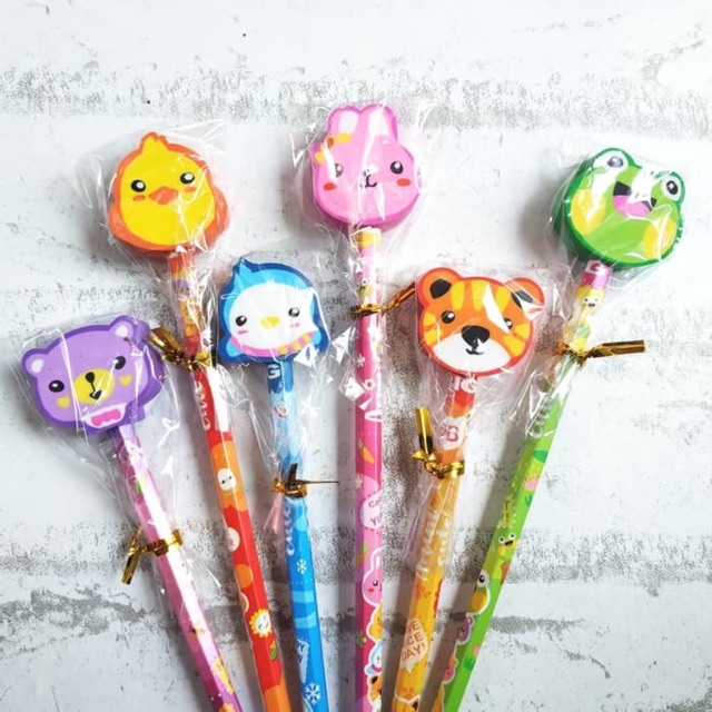 

MOSSYA Pensil + penghapus animal / pensil penghapus karakter