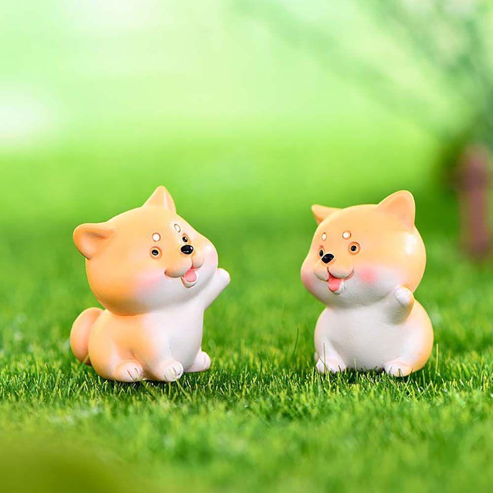 Agustina Miniatur Anjing Lucu Resin Hadiah DIY Dekorasi Rumah Taman Peri Hiasan Kue