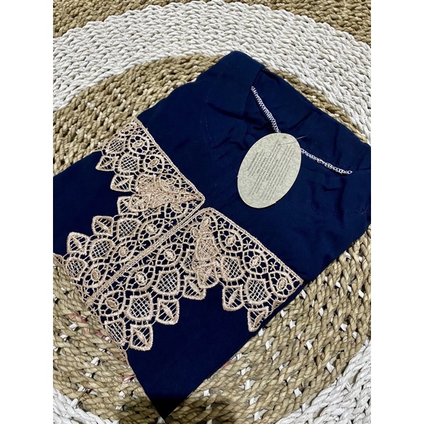 DASTER ARAB QUENA| RAYON SUPER GRADE A | RESLETING DEPAN BUSUI | RENDA MILO ORI | DASTER KEKINIAN-navy