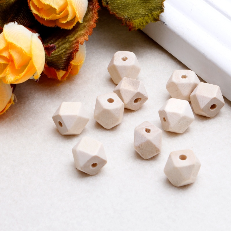 SIY  10pcs Wooden Geometric Natural Unfinished Beads For Jewelry Necklace Making 20mm