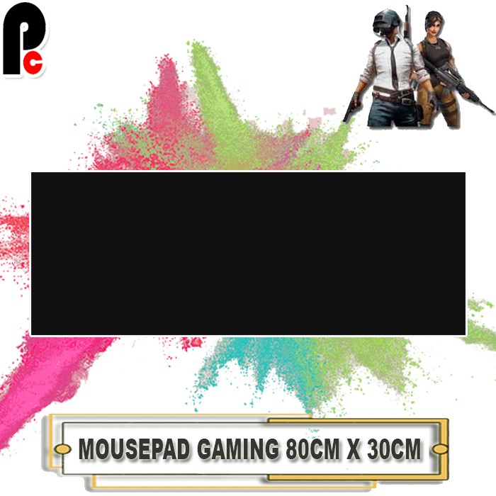 Mouse Pad / Mousepad Gaming Panjang Motif Polos Hitam Size 80x30Cm