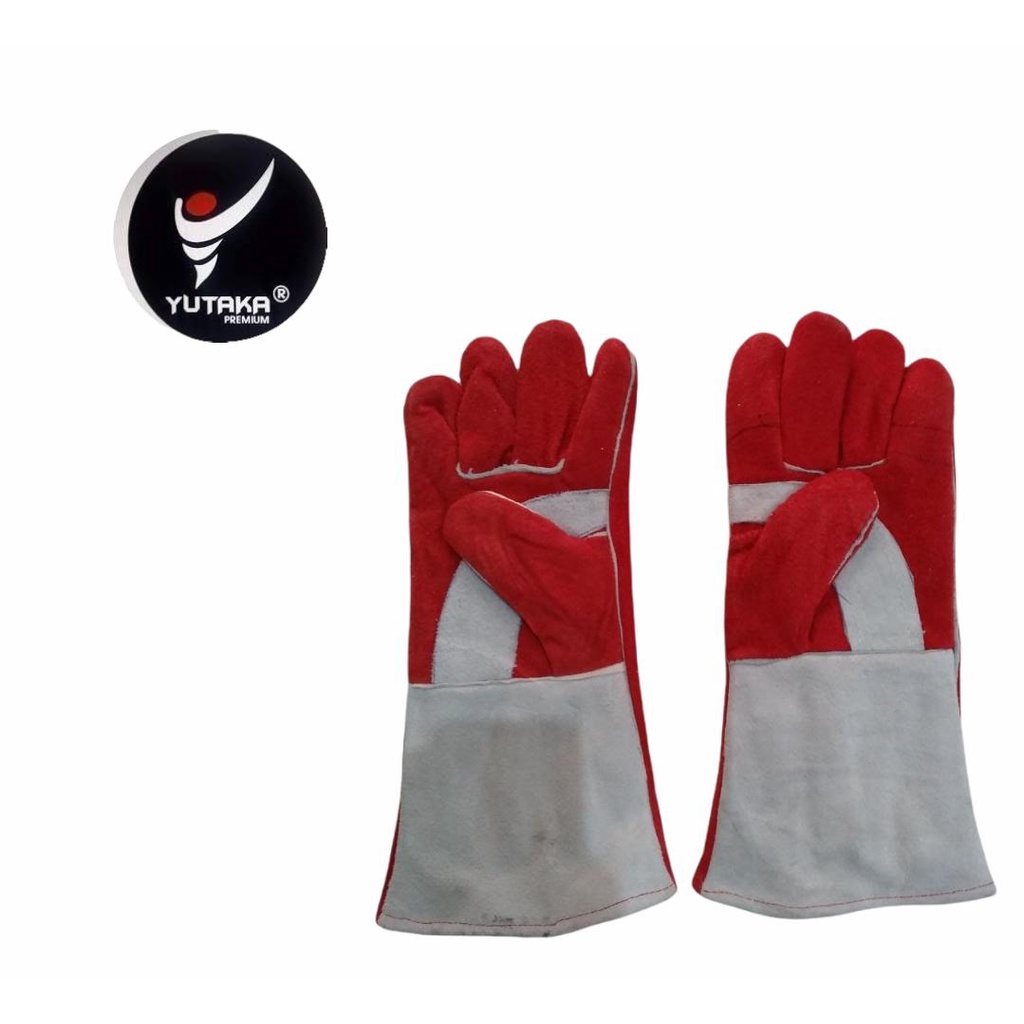 Sarung Tangan Las YUTAKA 14 INCH premium merah putih