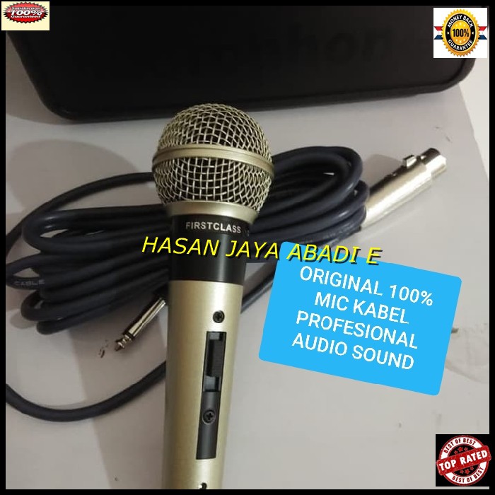 Original firstclass Mic kabel Microphone sing golden song cable karaoke vocal audio sound mik pengeras suara pro profesional vokal mikrophone dynamic aux asli music bahan metal  GARANSI UANG KEMBALI JIKA TERBUKTI TIDAK ORIGINAL  Bahan dari BESI Langsung n