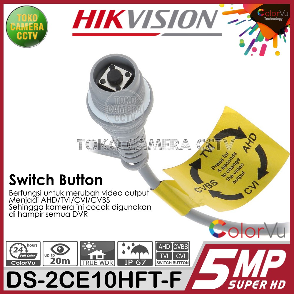 KAMERA CCTV OUTDOOR 5MP COLORVU HIKVISION DS-2CE10HFT-F