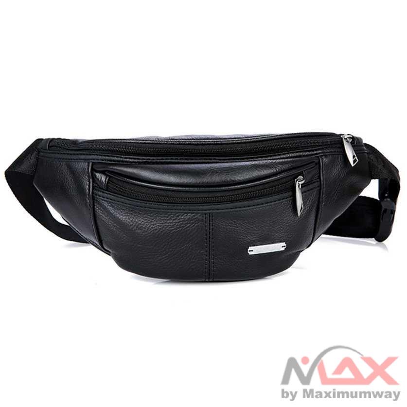 Hchuanghui Tas Pinggang Waistbag Pria Bahan Genuine Leather - MBA62 Warna Hitam