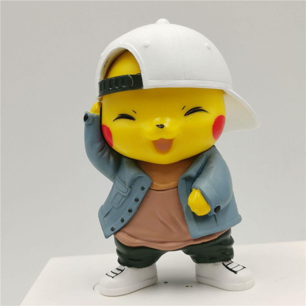 QUINTON Pokemon Figure Model Hadiah Dekorasi Mobil 8cm Cosplay Pikachu PVC Denim Baju Pikachu