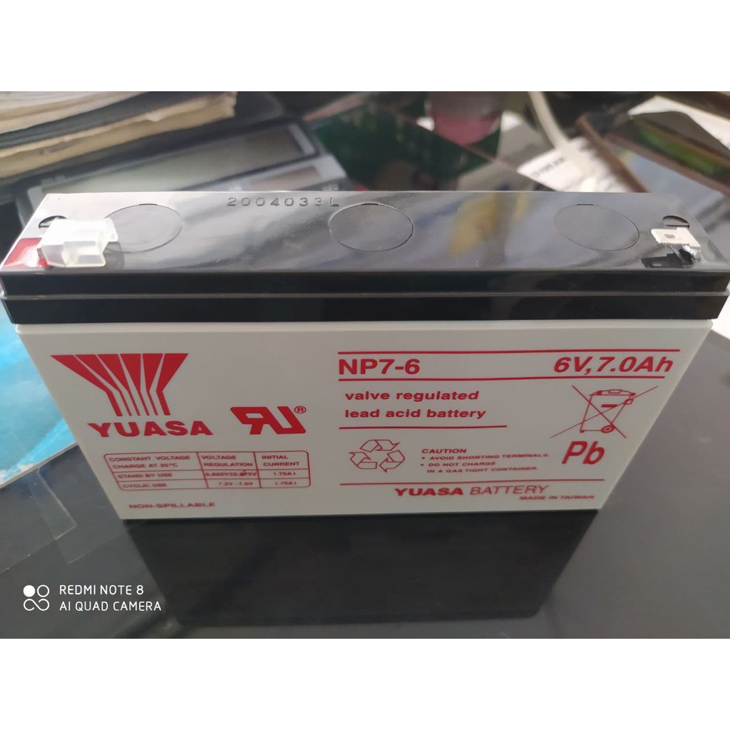 BATERAI KERING/AKI KERING LAMPU SENTER YUASA 6V 7Ah / NP 7-6