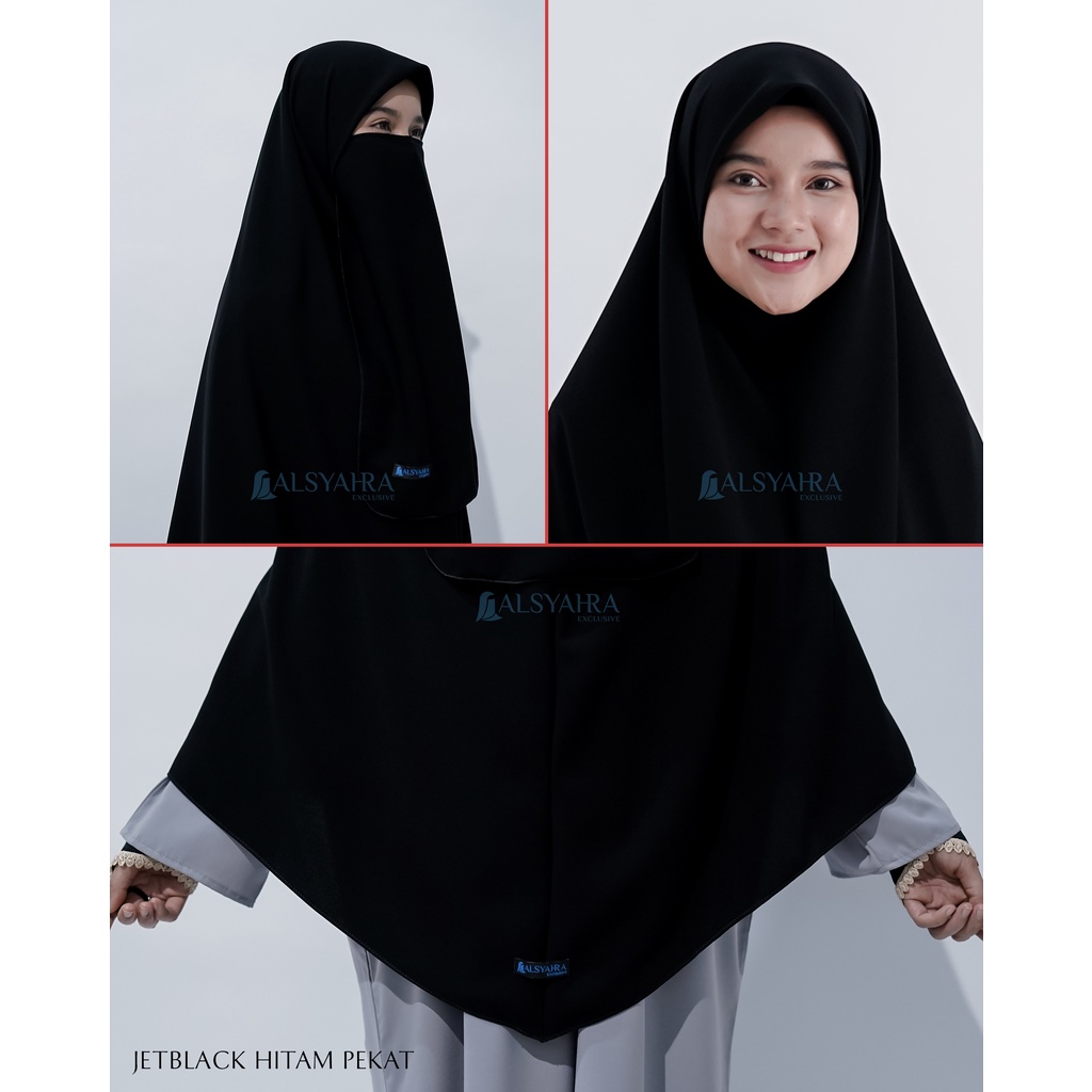 Set Khimar Instan Aisyah Jetblack Alsyahra Exclusive Free Cadar Tali-1