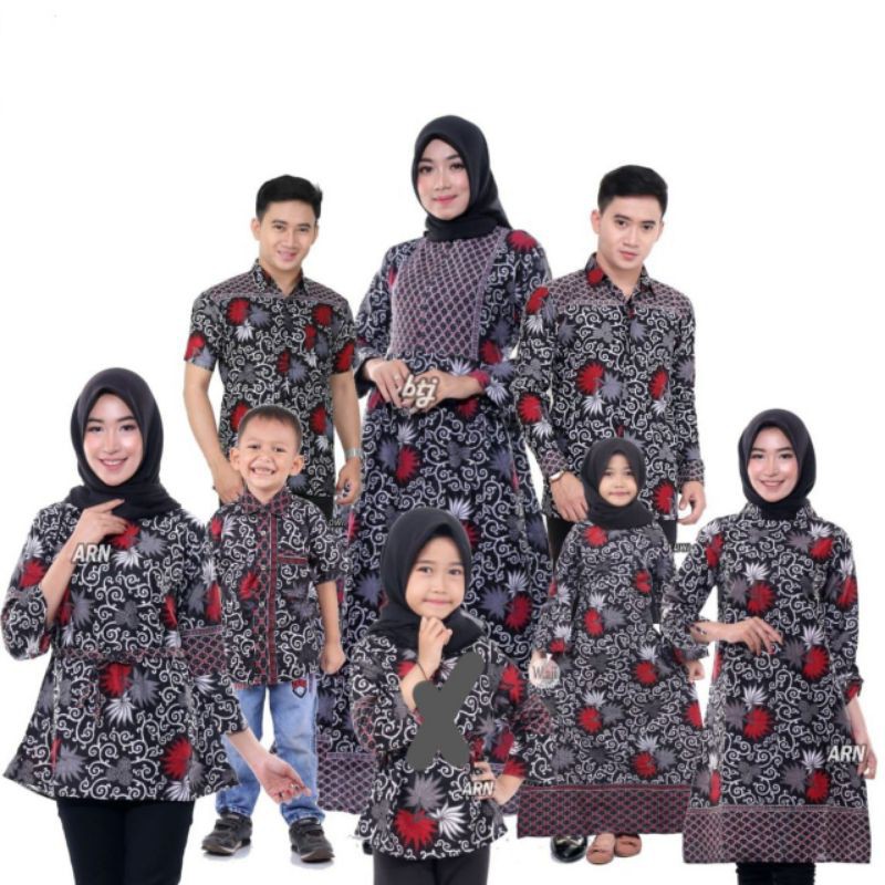 Sarimbit/couple batik keluarga sania ruffle ndoro jowi batik couple keluarga terkomplit dan terbaru