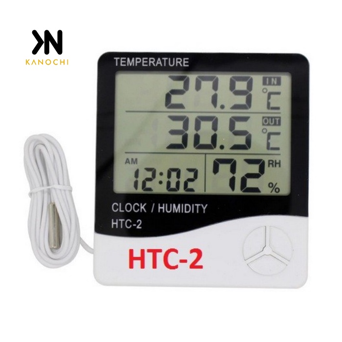 HTC-2 Thermometer Suhu Hygrometer Clock Temperature Humidity HTC-2