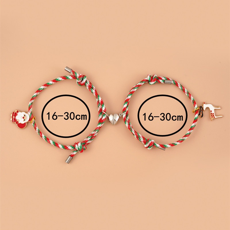 2 Pcs Beberapa Magnet Gelang Menarik Santa Claus Kreatif Adjustable Pesona Gelang Cinta Hadiah Natal