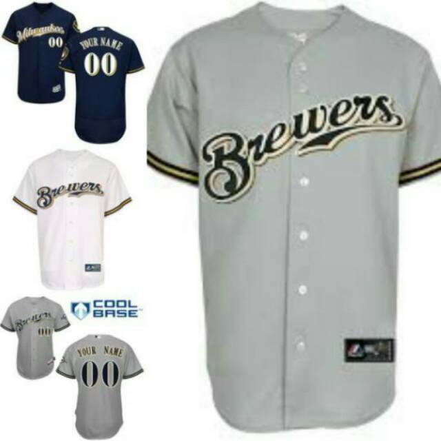 Baju Jersey Baseball hip hop BREWERS custom