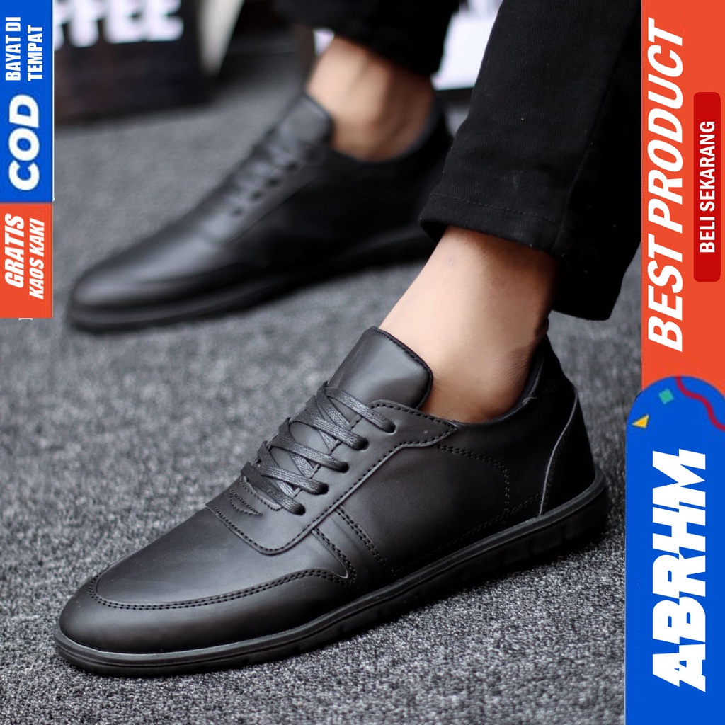 ABRHM MUGEN Sepatu Formal Casual Pria Kulit sintetis Pantofel Cowok Kerja Kantor Kuliah Ori