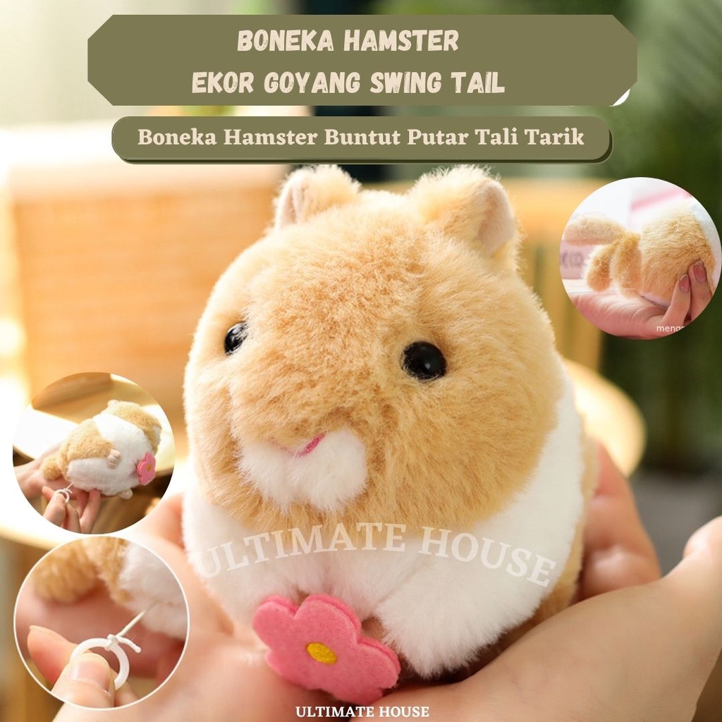 Mainan Boneka Hamster Ekor Goyang Buntut Putar Tali Tarik Lucu Mainan Untuk Anak Perempuan