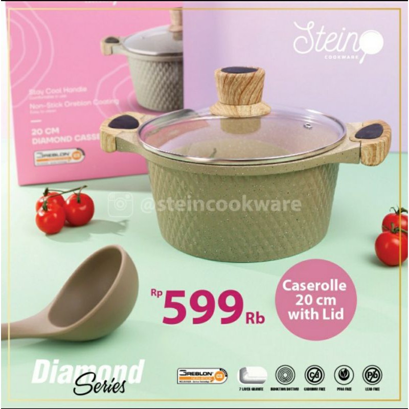 Diamond Caserolle Diamond Frypan 20 cm 24 cm satuan Steincookware