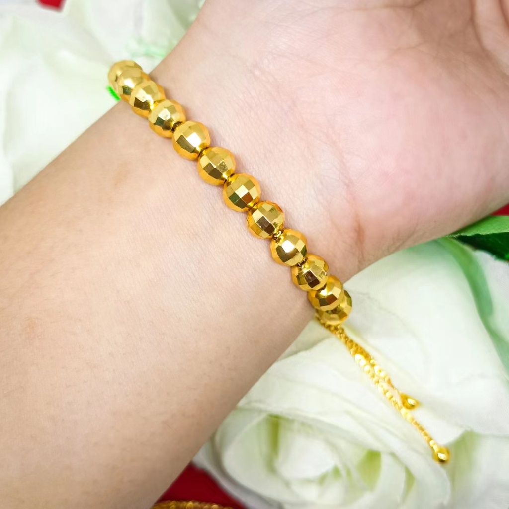 Gelang motif Gelombang Kacang bulat 24K