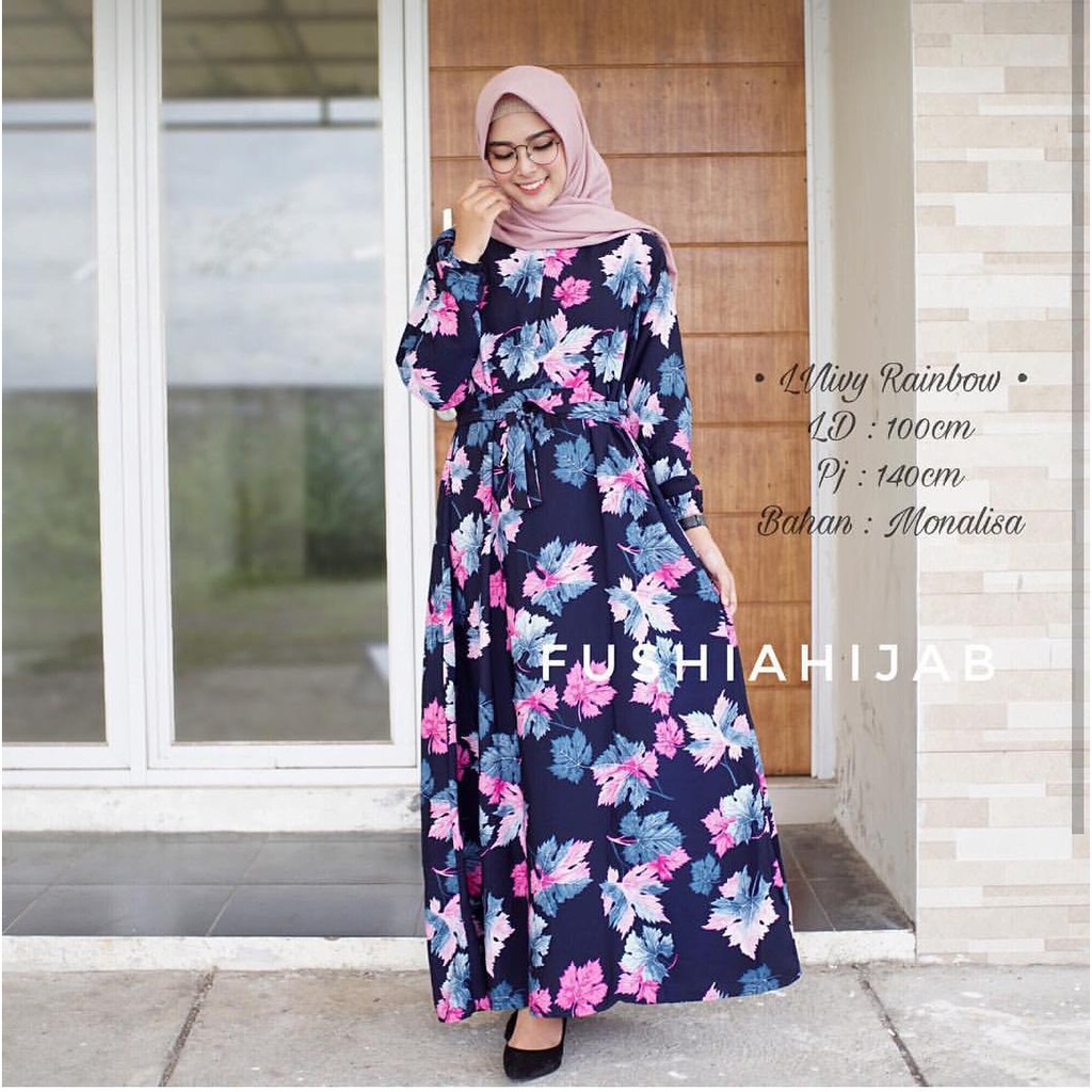 (1KG=4PCS) RAINBOW GAMIS BUSUI RESLETING DEPAN TANPA JILBAB SYARI MONALISA SUPER MURAH BAHAN  IMPORT