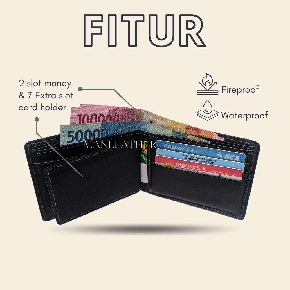 ➴Terkini Dompet Walet Lipat Kartu Leather Pria Laki Laki Cowok Kulit Sapi Asli Ori Premium Kekinian 