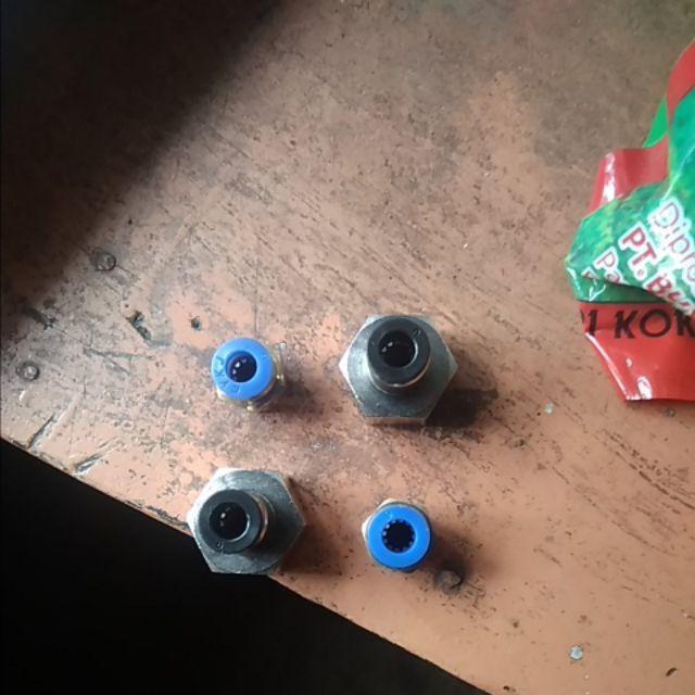 Nipple Pneumatic Slip Lock 1/4 X 6mm Lurus Selang Pu 6mm Ke Drat Luar