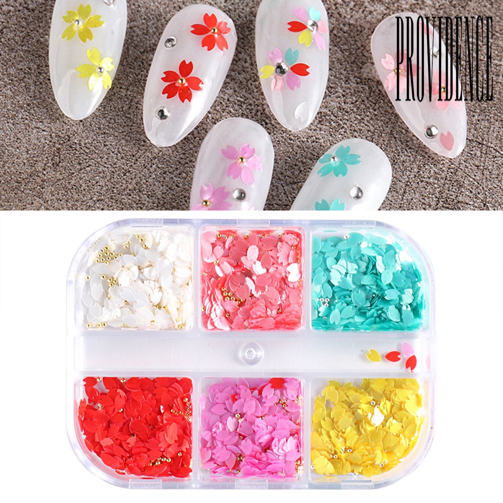 Providence 1 Kotak Daun Bunga Sakura Bahan Resin Anti Air Untuk Dekorasi Nail Art DIY