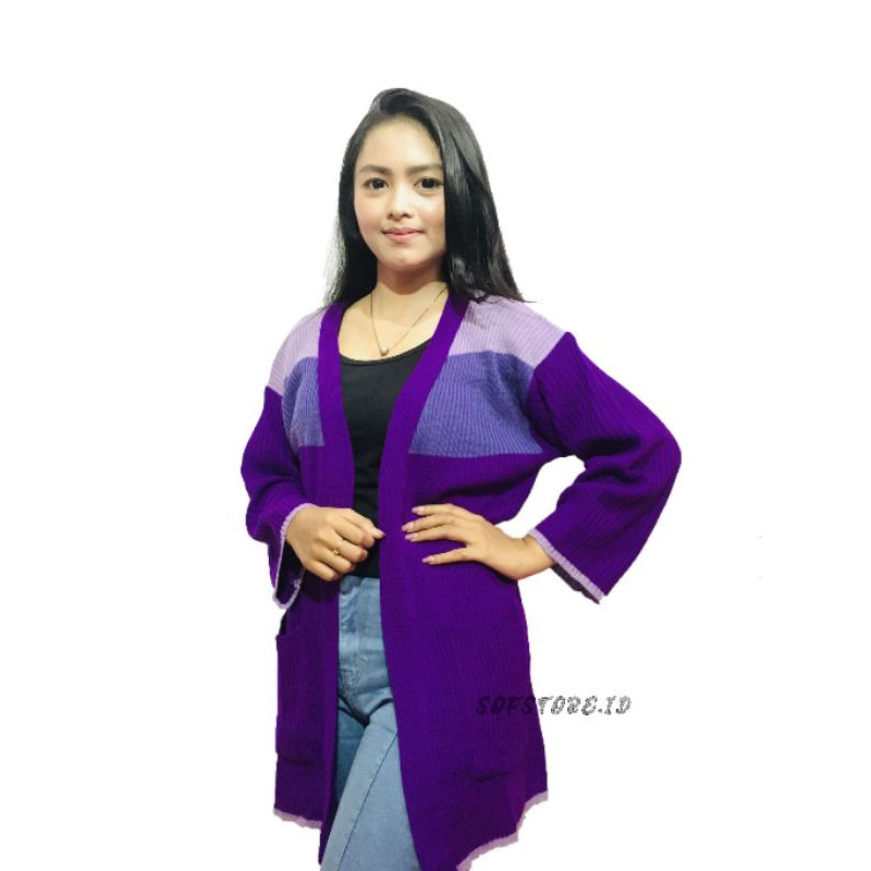 KARDIGAN BELLE RAJUT OVERSIZE /Cardigan Rajut Wanita/LONG OUTER