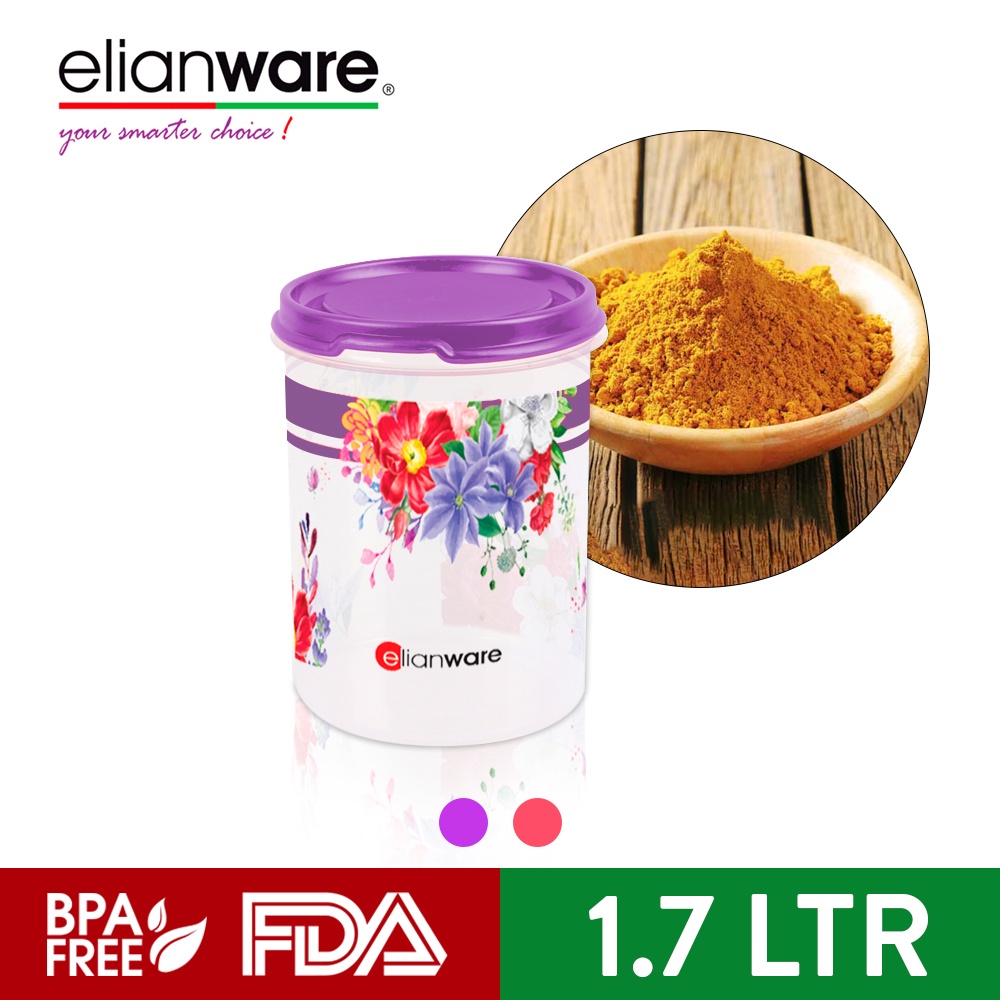 Elianware Round (1.7L) Toples Makanan tidak berbau BPA FREE Microwavable Food Container Toples Makanan